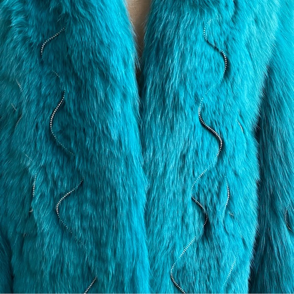 90s VTG ROBERTO CAVALLI Dyed Arctic Fox Fur w/Leather Zipper Detail RUNWAY - Picture 5 of 13